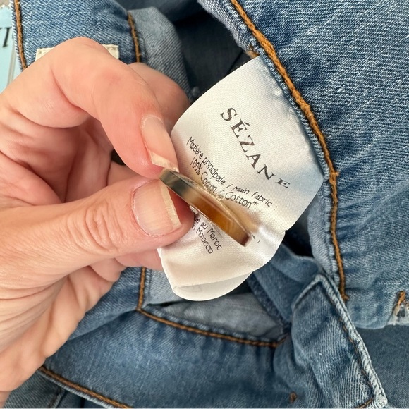 Sezane The Venice High Waisted Trousers Wide Leg Blue Jeans ST FR 46 US 14 - Picture 6 of 6